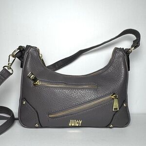Purse Juicy Couture Moto Chic Gray Shoulder Bag, Zipper.